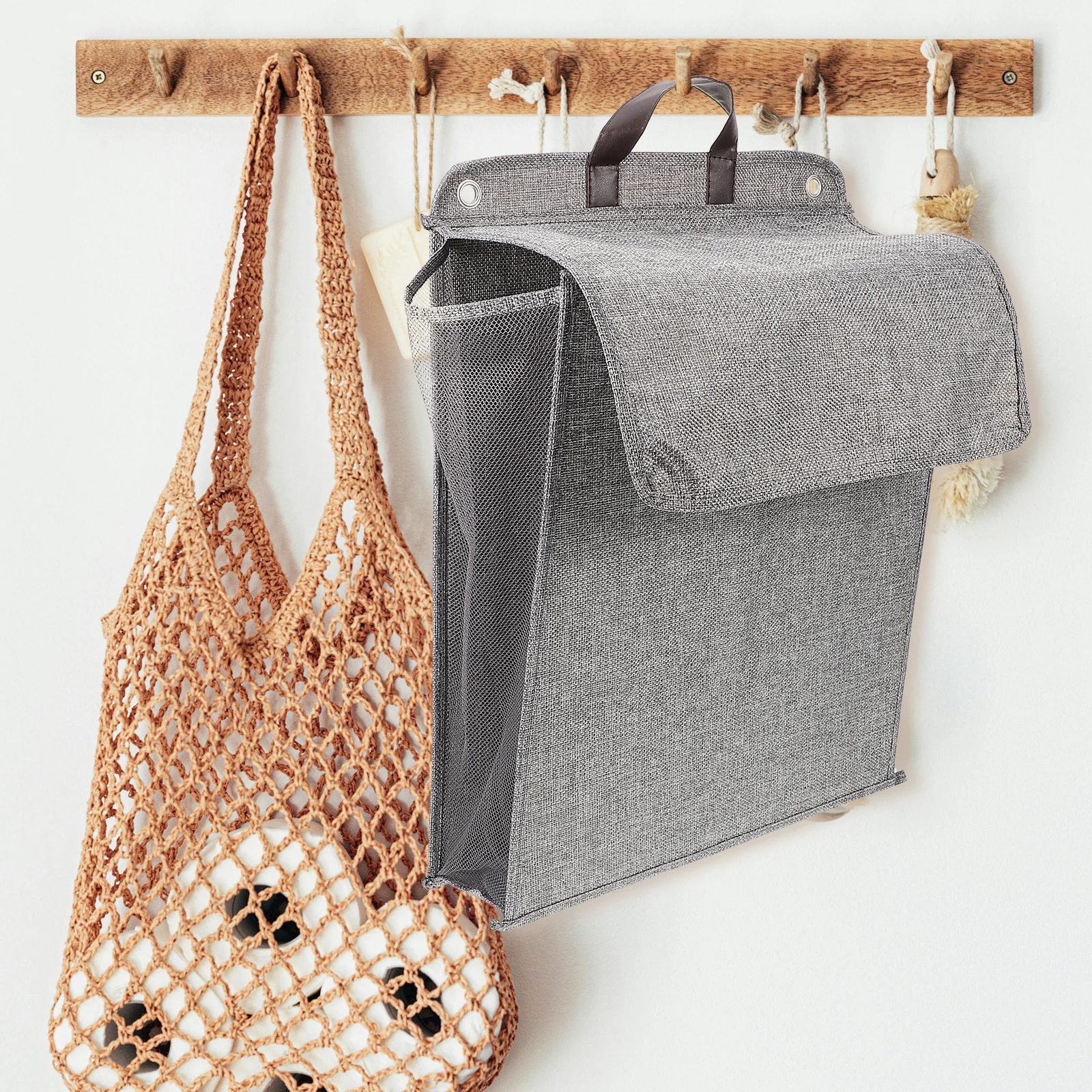 

Wall Laundry Basket Foldable Cotton Linen Laundry Hamper Hanging Clothes Basket Bedroom Bathroom Storage Organizer