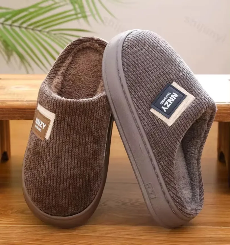 Fluffy Slipper Men Winter Plush Grip Soft Indoor Home House Hairy Cotton Shoe Floor Flat Platform Warm Female Male Big Plus Size