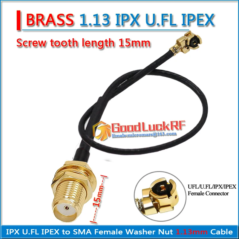 1.13 IPX U.FL IPEX to SMA Female O-ring Bulkhead Panel Washer Nut length 15mm RF Coaxial Pigtail Jumper 1.13mm extend Cable