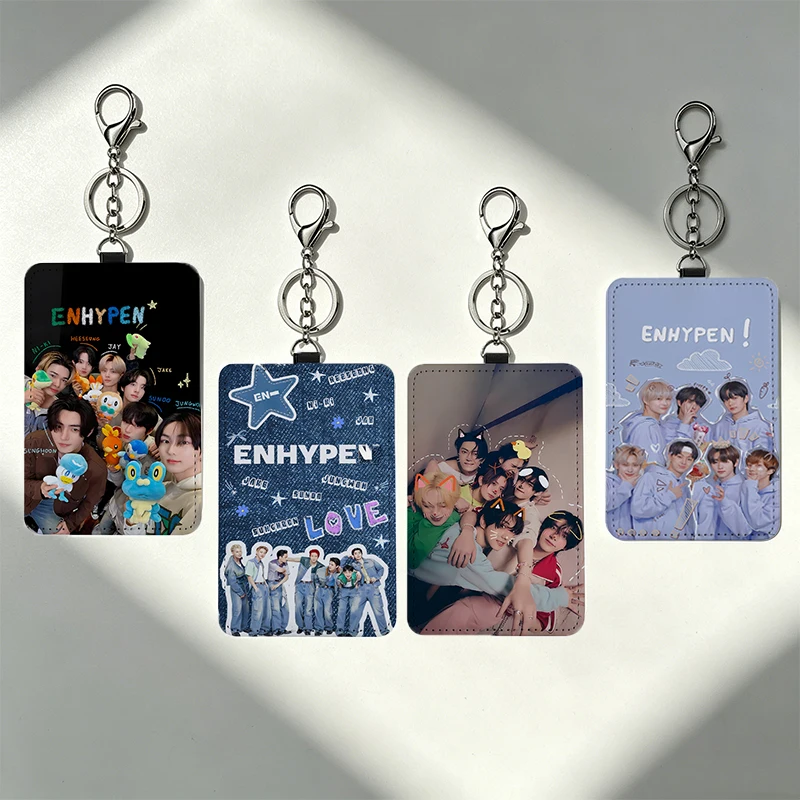 

Kpop ENHYPEN Thermal Sublimation Card Sleeve Female Credit Cards Holder Woman PU Wallet ID Cards Pack Fashion Passport Card Bag
