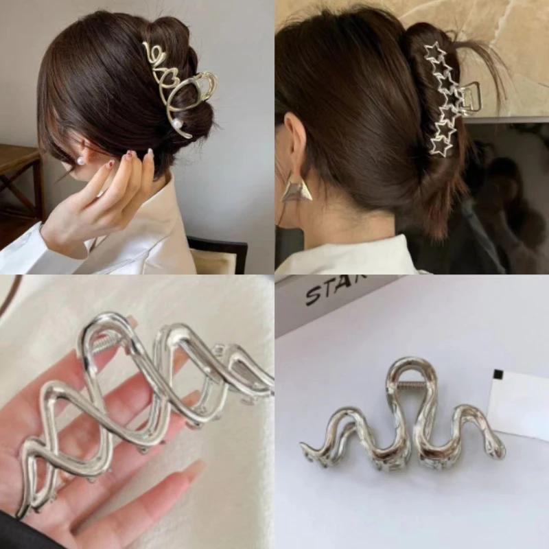 

Letter Pearl Hair Claw for Women Y2K Girls 2024 Metal Alloy Grab Clip Headwear Fashion Hair Accessories Wedding Jewelry Gifts