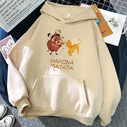 Harajuku Fashion Hoodies Anime Hakuna Matata Hoodie Disney The Lion King Sweatshirt  Women Clothes Hoody