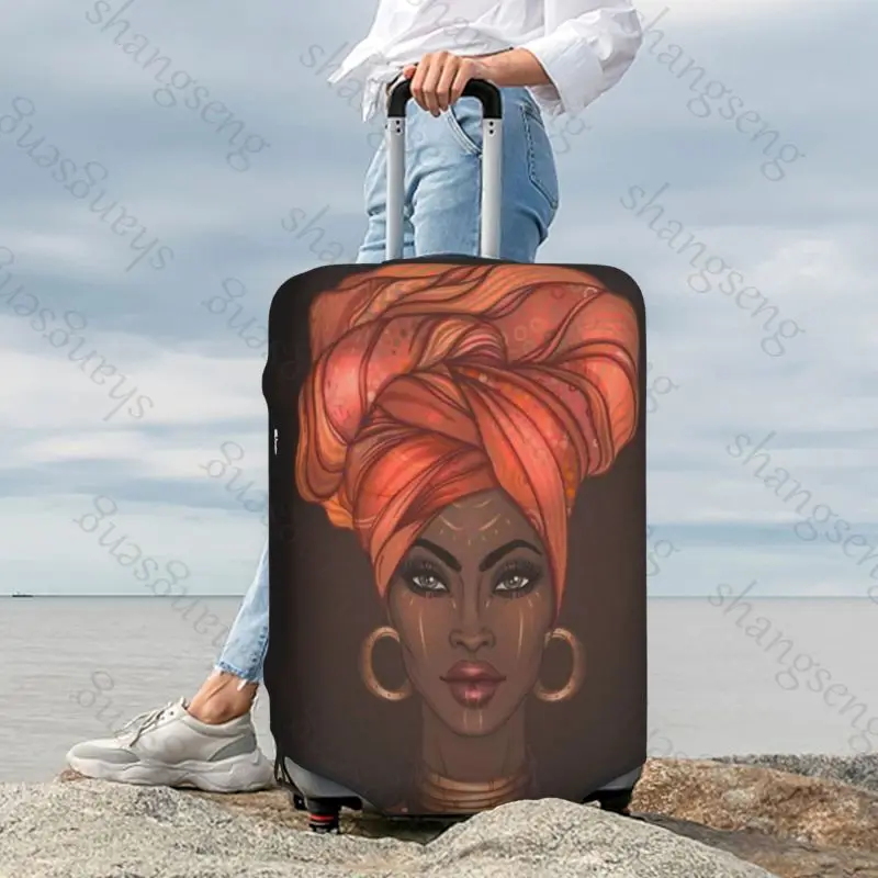 African American Girl Travel suitcase protective case, suitcase cover, elastic protection, washable Luggage cover, 18-32 in