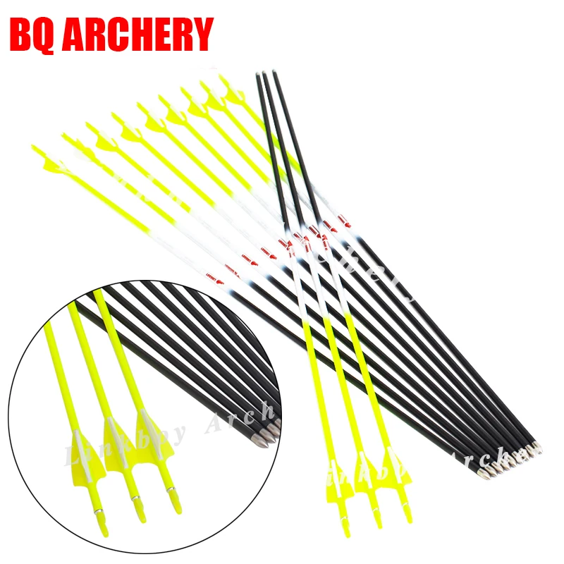 

Linkboy-Archery Carbon Arrows, Sp600, 700, 800, 30 ", ID4.2mm Shaft, Arrow Vanes for Recurve Bow, Longbow Shooting, 12Pcs