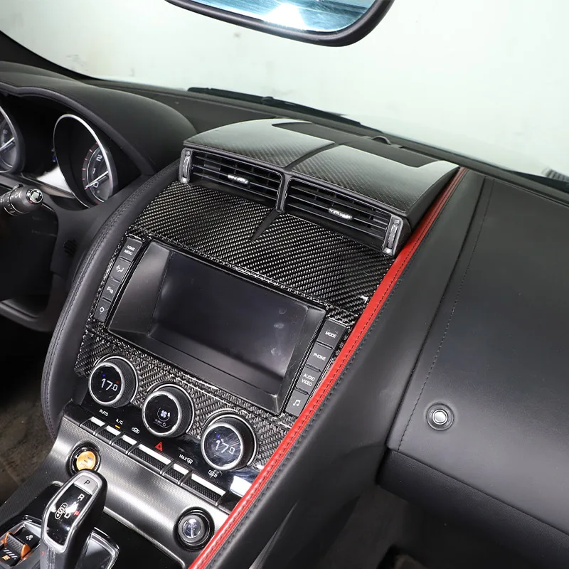 For Jaguar F-TYPE 2013-2022 Soft carbon fibre Interior Modification Center Control Trim Strip Door Trim Sticker Car Accessories