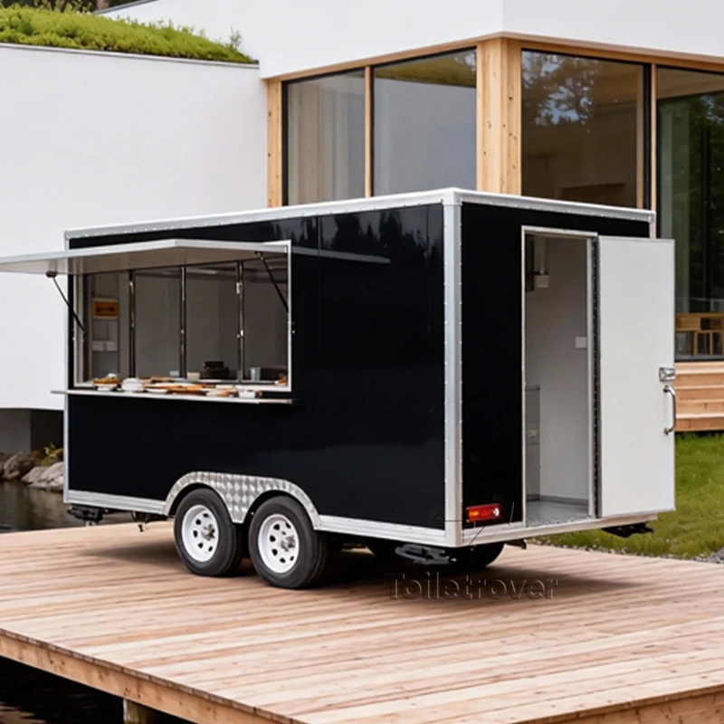 

Коммерческий фудтрак-прицеп среднего размера, полностью оборудованный, для продажи закусок на ночных рынках