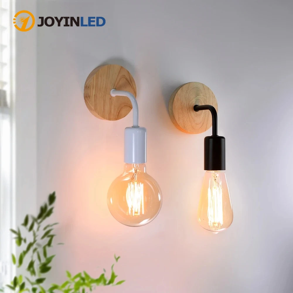 

JOYINLED Retro Wood Wall Lamp E27 Vintage Sconce Wall Light Fixture Bedside Retro Lamp Indoor Home Decor Bedroom Lights