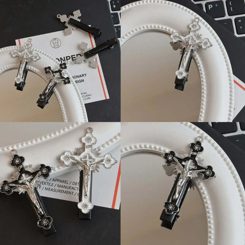 Y2K Punk Style Cross-Shaped Hairclip for Girls Side Duckbill Clip Metal Barrette Hair Shaping Tool for Teens