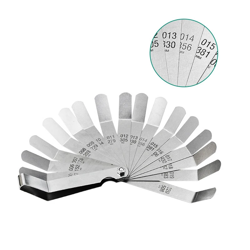 16 Blades Feeler Gauge Metric Thickness Gauge 0.127-0.508MM Measurement Engine Valve Screw Adjusting Gapped Metric Filler Feeler