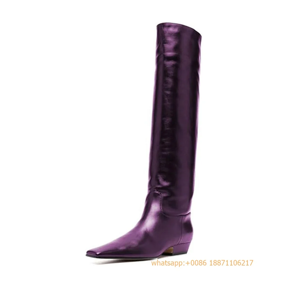 Crocodile Pattern Genuine Leather Ladies Boots 2024 New Pointed Sexy Thick Heel Knight Boot Party Knee-High Catwalk Model Boots