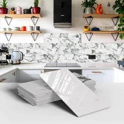 16/32/64pcs Marble White Crystal Ceramic Tile Wallpaper Kitchen And Bathroom Self-Adhesive Waterproof PET Foam 3d Wall Sticker