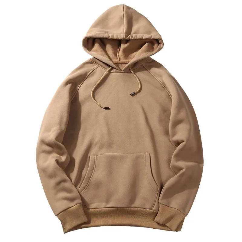 

EU Size Fashion Khaki Hoodies Men's Thicken Clothes 2025 Winter Sweatshirts Men Woemn Hip Hop Streetwear Solid Fleece Man Hoody