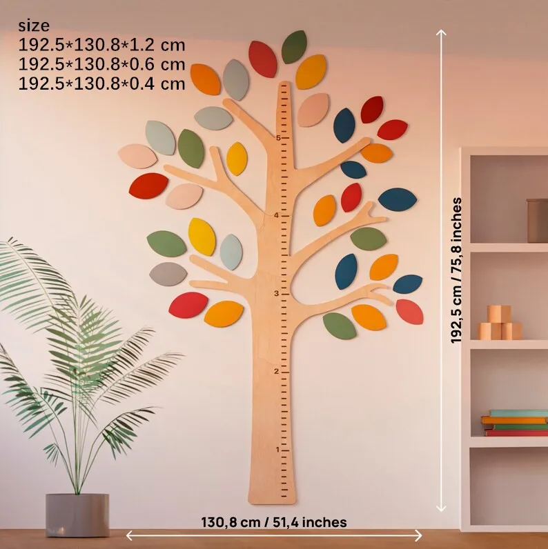 Baum Holzwand Meter Wachstum Lineal Diagramm Höhe Messung Messung Kinder Kinderzimmer Spielzimmer Dekor Geschenke für Kinder