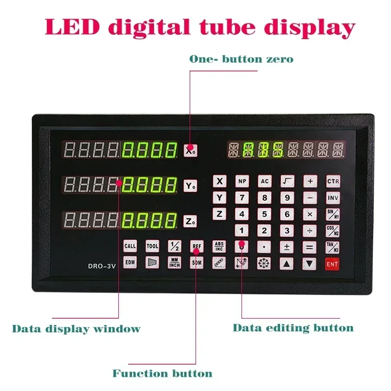 1um Digital readout Display DRO-3V kit & 3 Pieces 0-1000mm high-precision  For Milling machine EDM Boring Machine Grating ruler