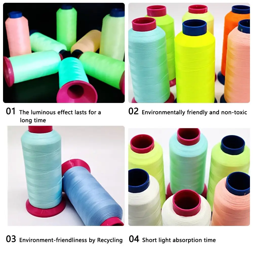 1000 ياردة البوليستر التطريز الخياطة الملحقات عبر غرزة الخياطة الموضوع خط مضيئة يتوهج في الظلام #6