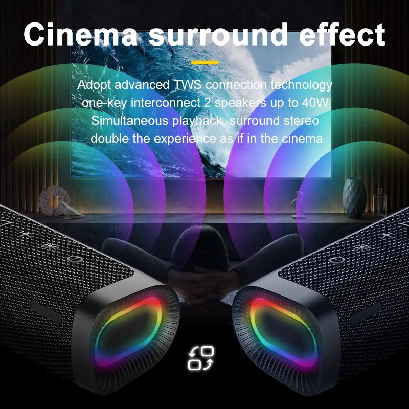 New Wireless Bluetooth EBS-607 10W 1800mah RGB Speaker with LED Light Powerful Bass Boom Music Box