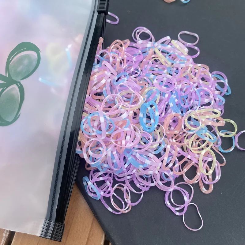 1000 Stück dicke Einweg gummibänder Baby haargummi mädchen Pferdes chwanz Kinder haar elastische breite Haar gummis für Kinder haarschmuck mädchen – Detail 18
