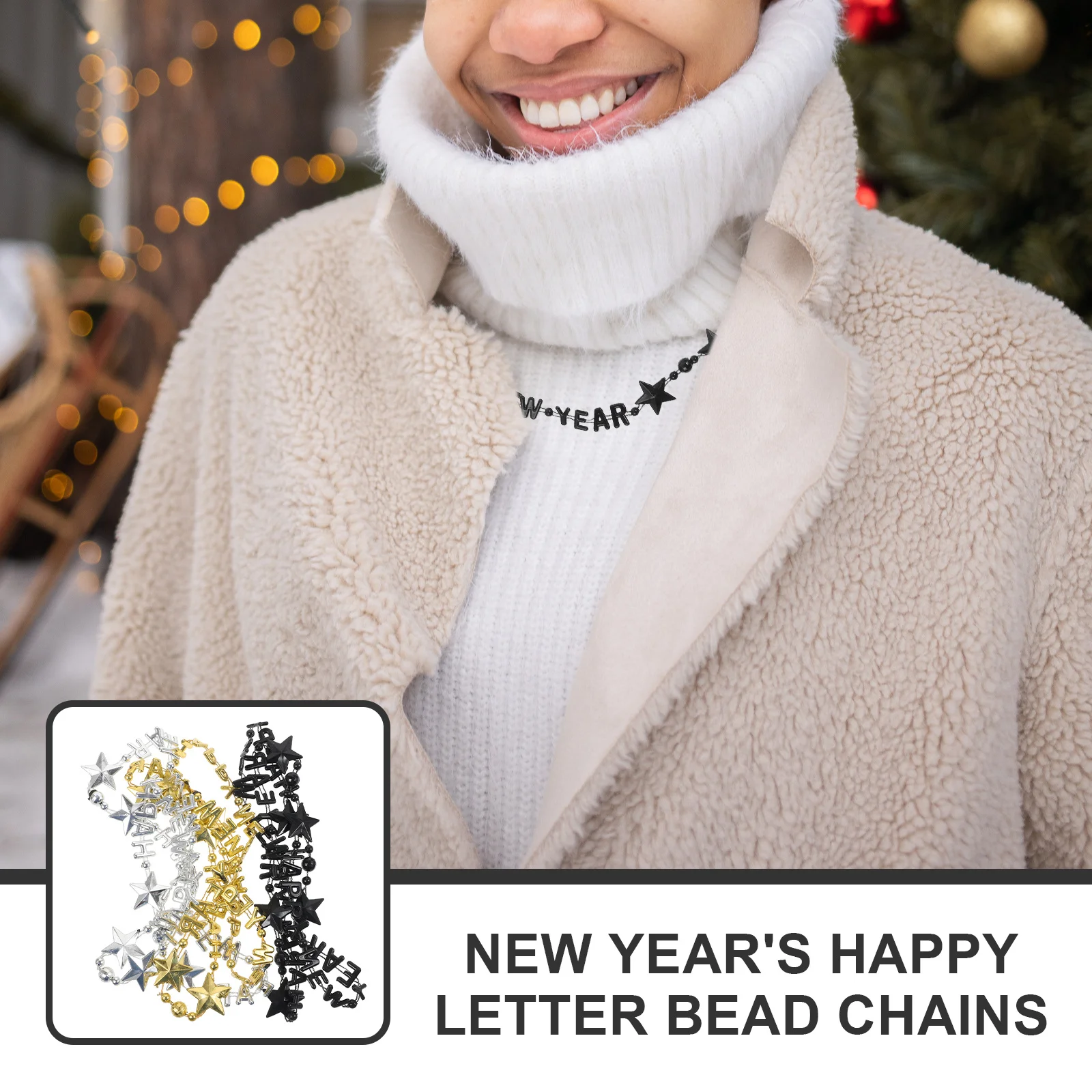 

24 Pcs New Year Bead Chain Jewelry Decoration Carnival Necklace Stainless Steel