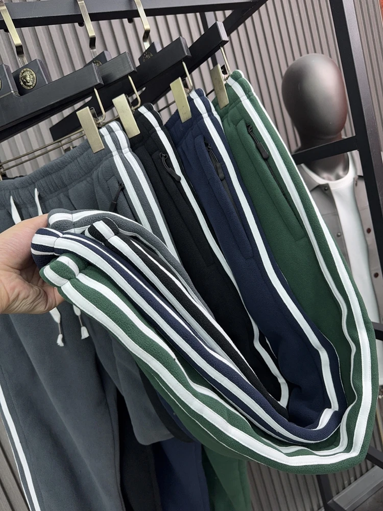 

Svip мужские облегающие джоггеры для бега осень-зима теплые многослойные полосатые удерживающие тепло повседневные брюки молодежные активные брюки с манжетами