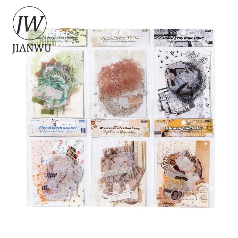 JIANWU Collage île série Vintage fleur dentelle paysage matériel Collage autocollant créatif bricolage Journal Scrapbook papeterie
