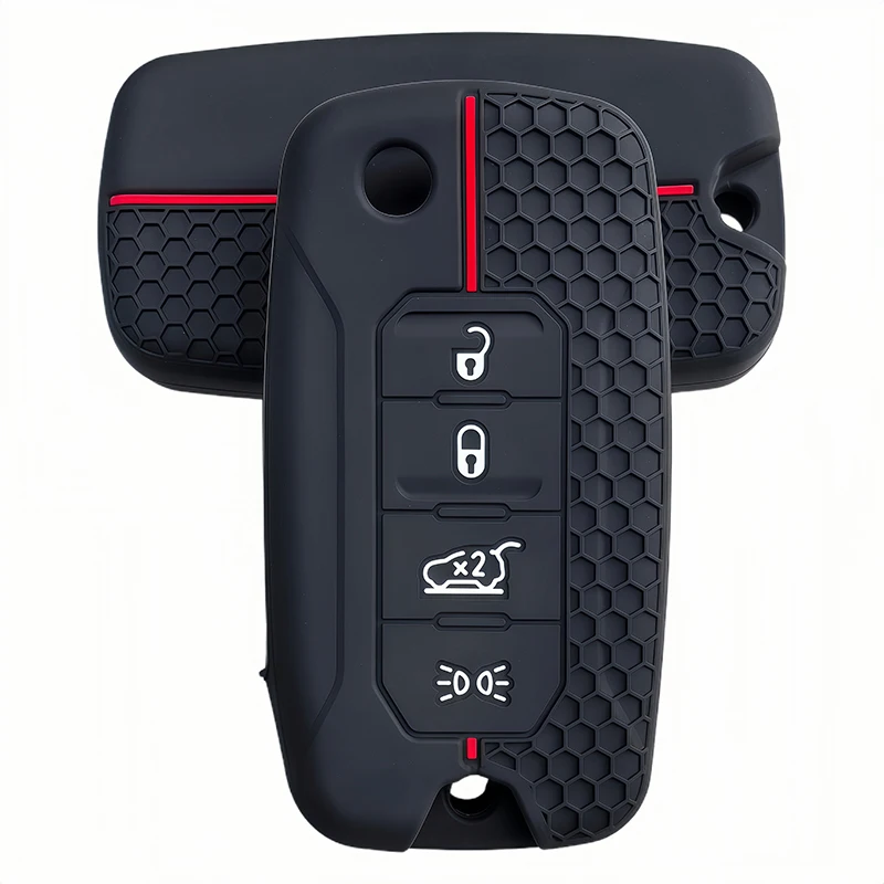 Silikon-Autoschlüsselhülle für Jeep Cherokee Compass S Renegade Grand Commander für Dodge Journey Challenger Jcuv Charger