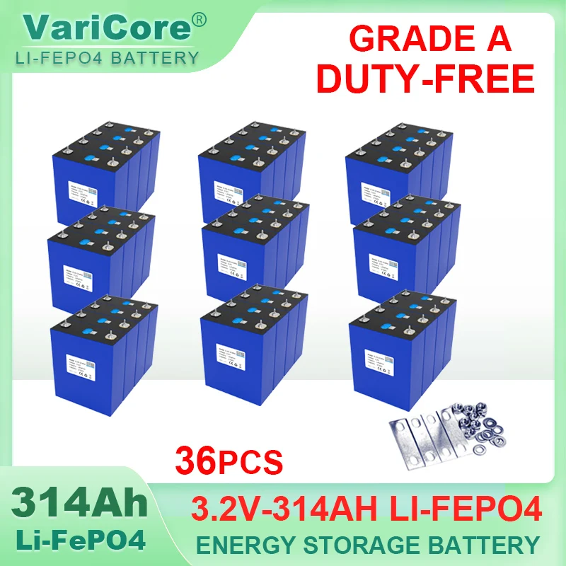 

36x 3.2V 314Ah Lifepo4 Rechargeable Battery Lithium Iron Phosphate Travel Solar Campers Cell 12v 24v batteries Grade A Tax Free