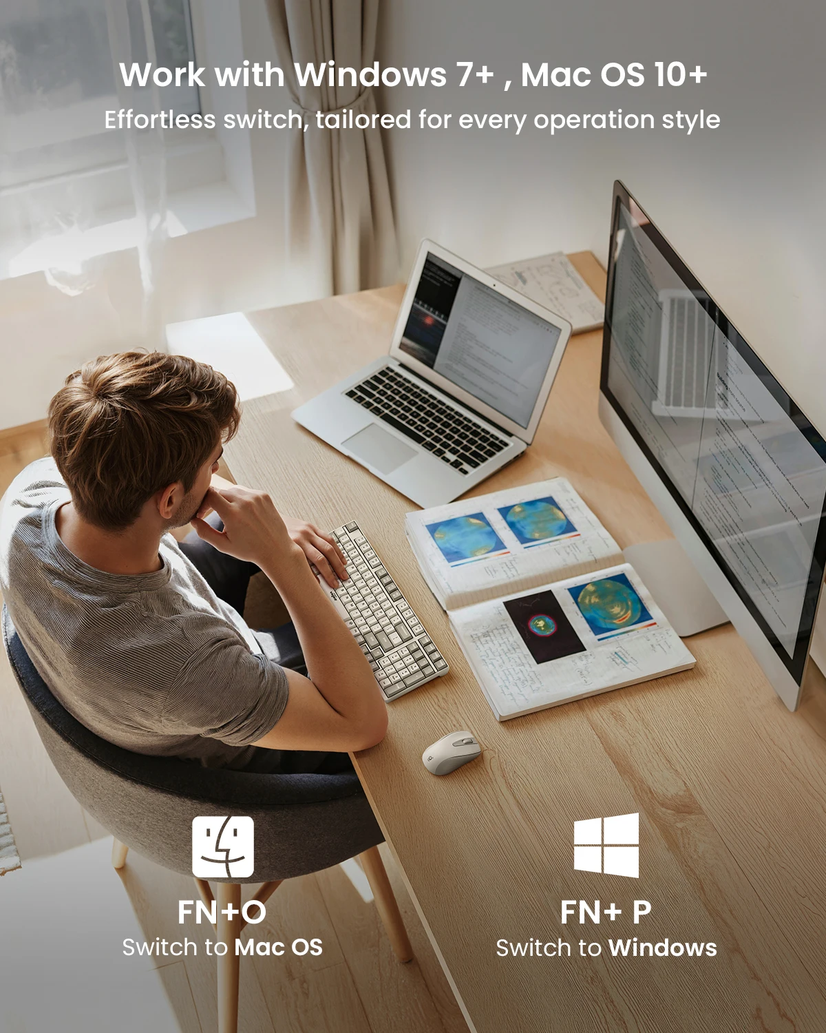 Wegear KM3 مجموعة ماوس لوحة المفاتيح اللاسلكية 98 مفتاحًا لوحة المفاتيح اللاسلكية كاملة الحجم تدعم نظام التشغيل Windows/Mac لأجهزة الكمبيوتر المحمول المحمول