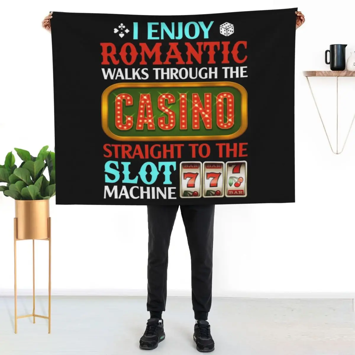 Fun Slot Machine & Gambler Outfit I Casino Vegas Throw Blanket Cute Luxury St Warm Extra Large Throw Blankets
