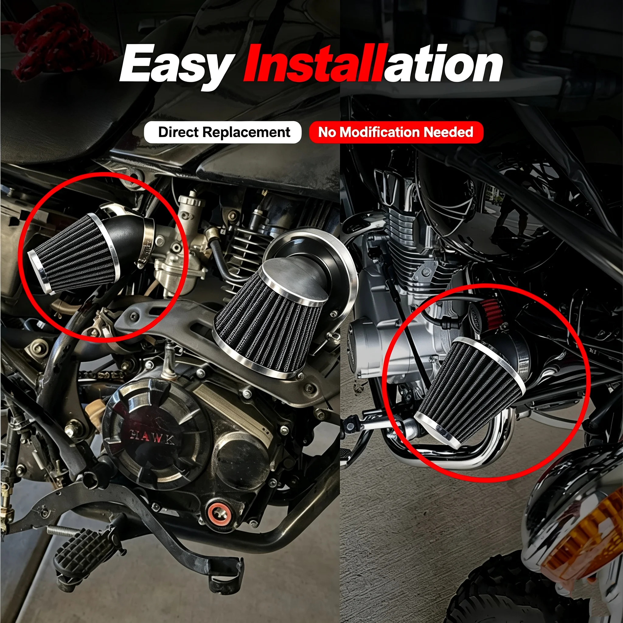 Washable Mushroom Air Filter High Flow Air Cleaner Universal Motorcycle ATV Scooter Dirt Pit Bike Engine Intake Filter Modificat