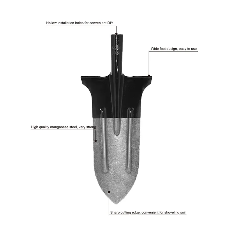 مجرفة مدببة كبيرة جميع الصلب المنغنيز الصلب سميكة جولة رئيس مجرفة لحفر الأشجار حفرة عميقة حديقة أداة مجرفة إزالة الأعشاب الضارة