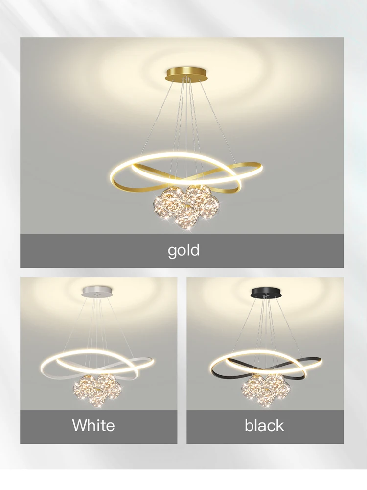 Modern LED Chandeliers for Living Room Bedroom Dining Room Kitchen Hanging Pendant Lighting Indoor Golden Chandelier Home Lights