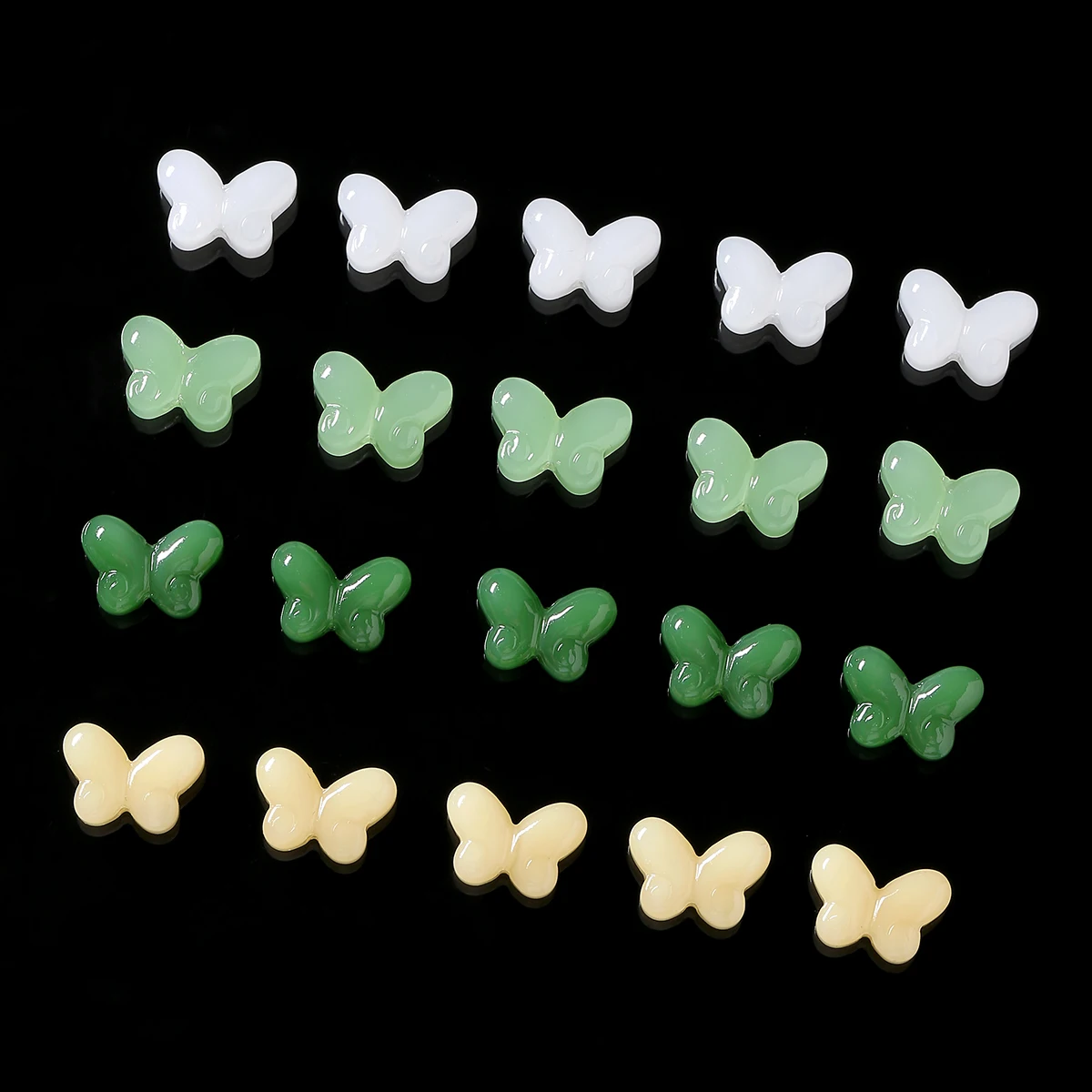 10Pcs Butterfly Beads White Yellow Green Blue Imitation Jade Carved Loose Beads for DIY Bracelet Necklace Jewelry Making
