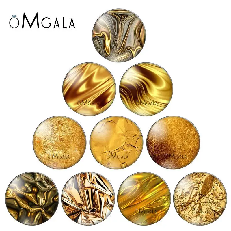 Luxuy Golden Texure Pattern 10pcs 8mm/10mm12mm/18mm/20mm/25mm Round photo glass cabochon demo flat back Making findings