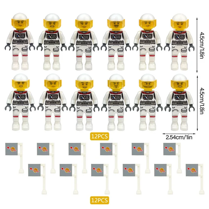 Mini Figurines Astronome avec Sensation pour Garçon, décennie s de Construction Compatibles avec Playmobil MOC, Jouets en Briques, 12 Pièces, 4.5cm