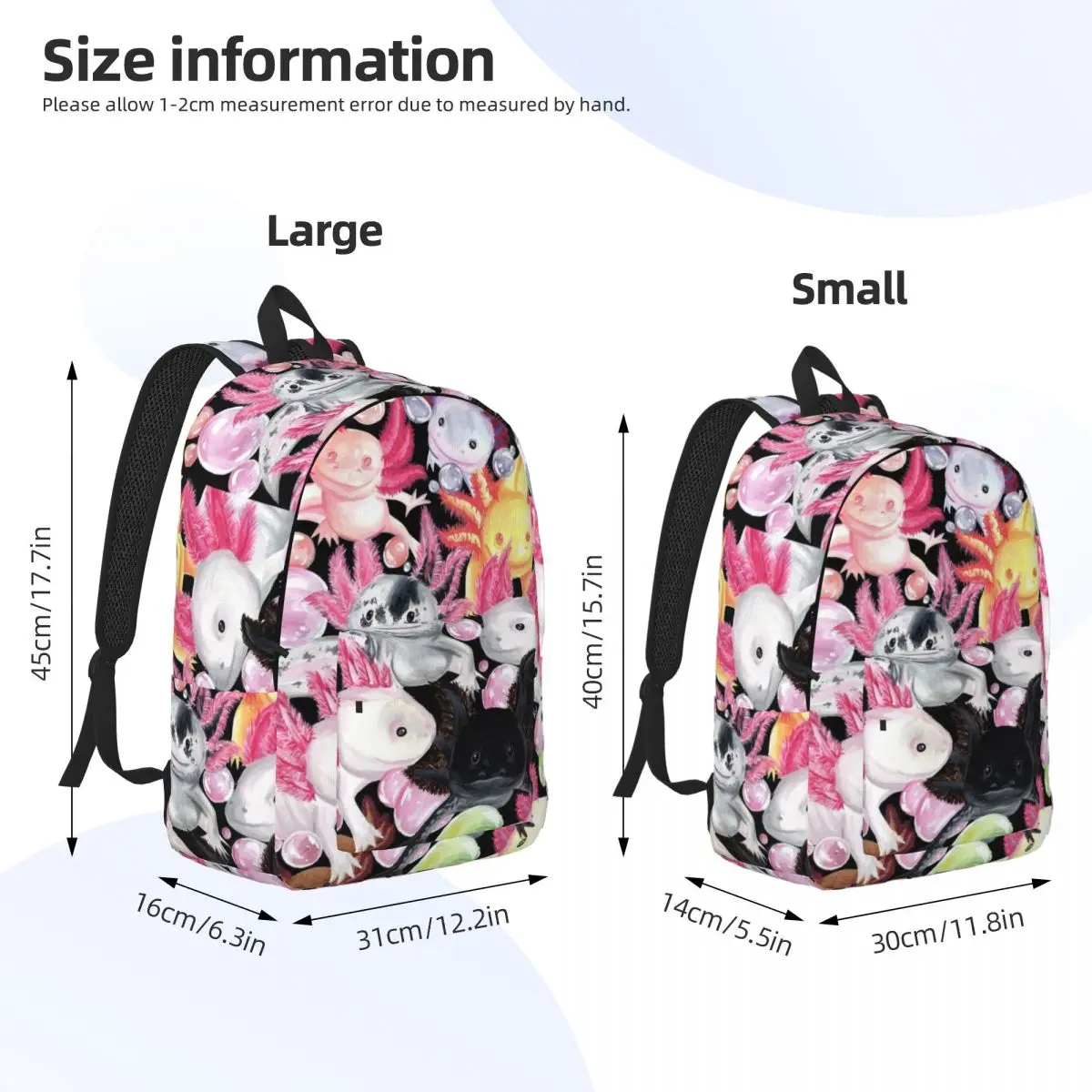 Yang Kawaii Axolotl ransel untuk pria wanita mode pelajar bisnis Daypack Laptop komputer kanvas tas olahraga