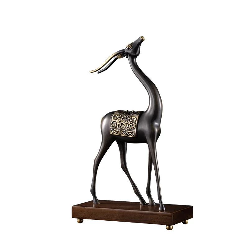 Factory Direct 2026 Brass One Deer Gaosheng Ornament Lucky Deer Crafts Home Furnishing Living Room Wine Cabinet