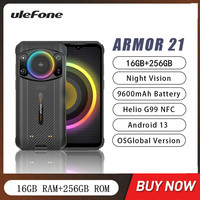 Ulefone Armor 21 Rugged Smartphones Octa Core 16GB+256GB 6.58Inch Night Vision 64MP Camera 9600mAh Android 13 Moblie Phone NFC