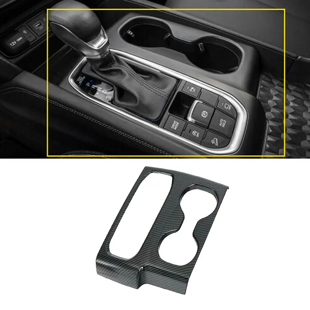 

Carbon Fiber Center Control Gear Position Panel Cover Trim ABS For Hyundai Santa Fe 2019-2020 Accessories
