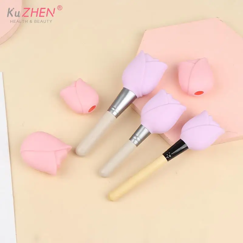 1/3Pc Flower Protect Makeup Brush Dust Protection Cover Foundation Brush Dust Proof Guards Protection Cover Storage Box Holder