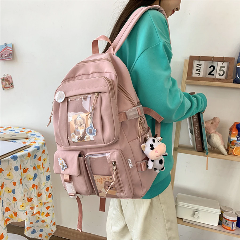 

Nylon Durable Stylish School Bag With Large Capacity Wide Application Junior High School Student white