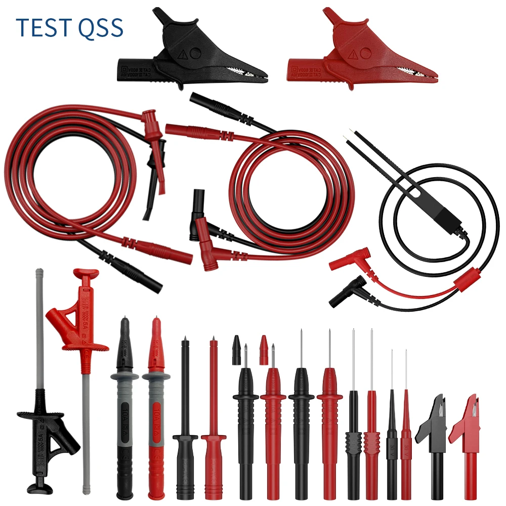 QSS 23PCS Multimeter Test Leads Kit with Digital Electrical Test Probes Set with Alligator Clips Test Hook Tweezer Flexible Wire