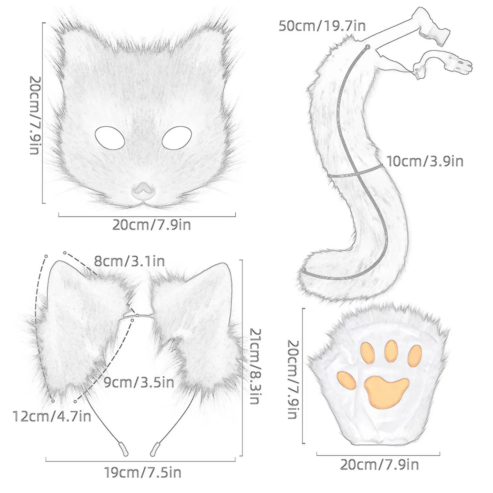 Mask and Tail Set Wolf Mask for Birthday Role Play Stage Performance Carnival