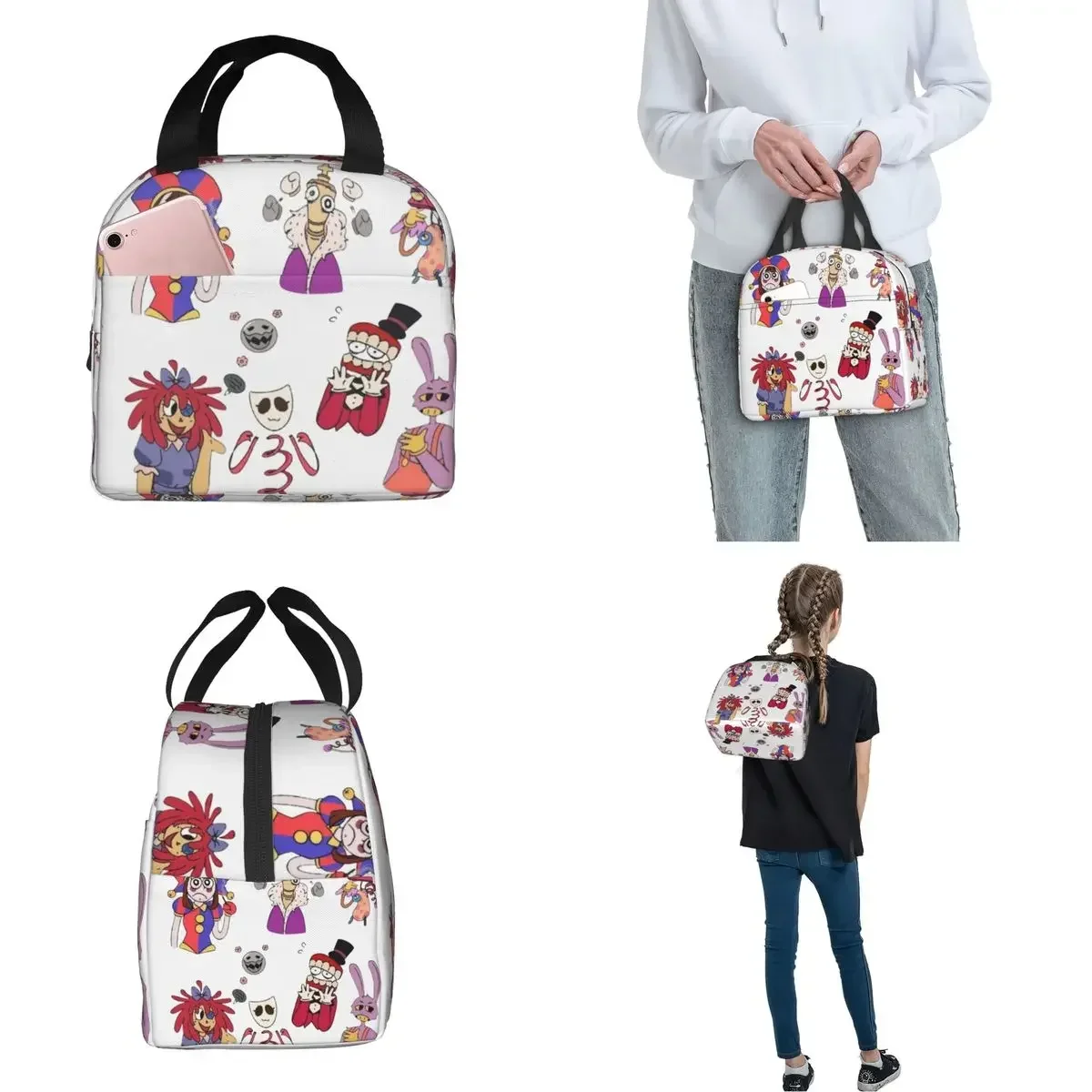 The Amazing Digital Circus Kinger Justin Bieber Bolsa de almuerzo aislada Bolsa térmica Contenedor de comida Caja de almuerzo portátil Tote School