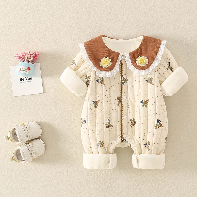

Autumn Winter Baby Outfit Set Girls Thin Cotton Fce Jumpsuit Soft Harai Gai Pure Cotton Cling Suit Clothing Ensemble