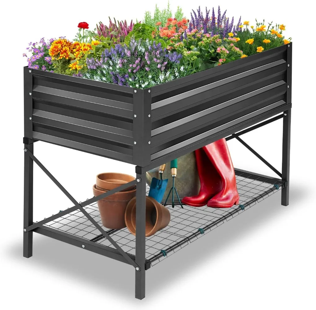 

Metal Elevated Garden Bed for Growing Flowers/Vegetables/Herbs in Backyard/Garden/Balcony, 529lb Capacity