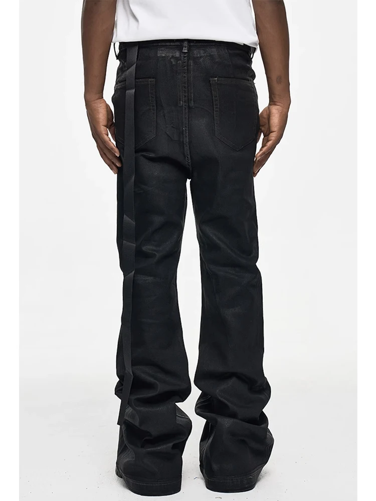 CWHAT High Street RO Sle Loose Fit Heren Jeans Vloerlengte Wax Treaent Micro Uitlopende Broek Casual Jeugd Faion