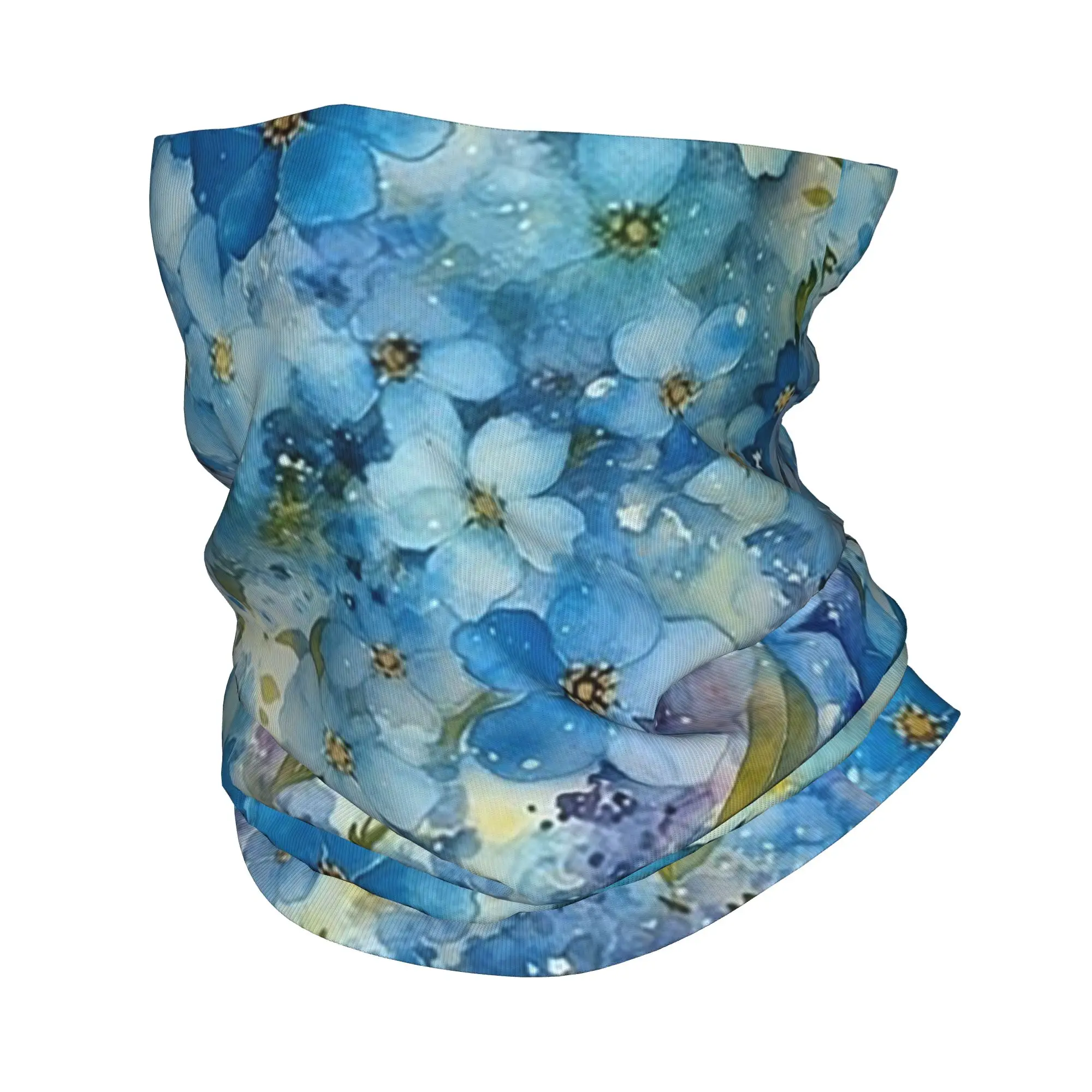 Watercolor Forget Me Not flowers Bandana Neck Cover Printed Wrap Mask Scarf Cycling Scarf Riding Unisex Adult Winter