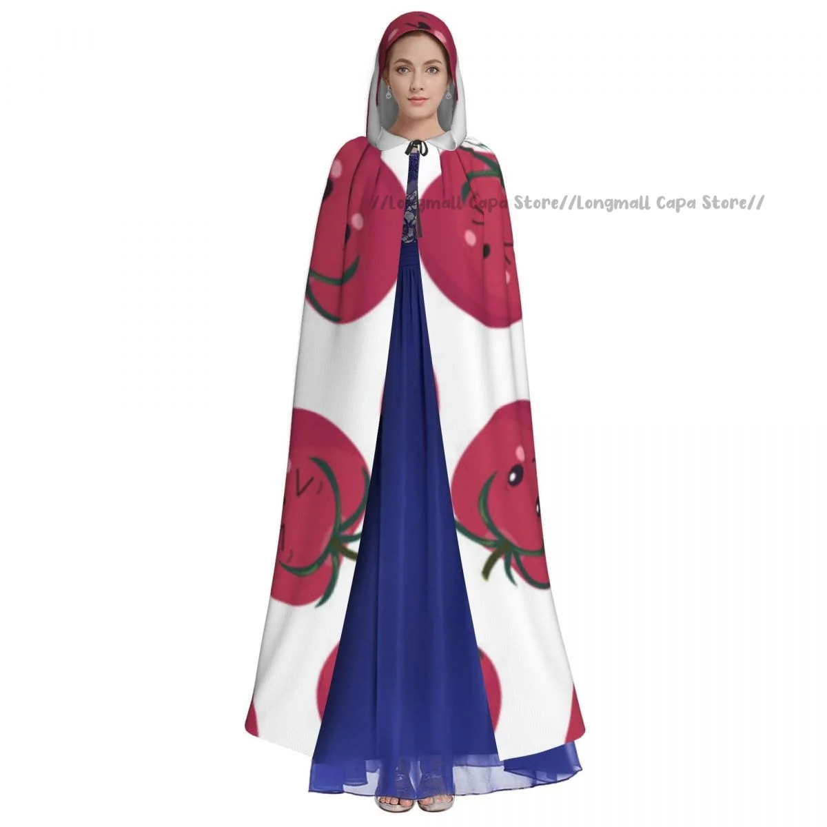 Kawaii Tomatoes Hooded Cloak Coat Halloween Cosplay Costume Vampire Devil Wizard Cape Gown Party