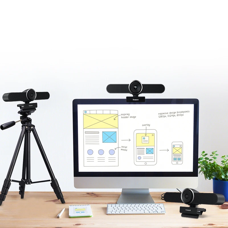 TEVO-VA200PRO HD USB Video Conference Camera 1080P Videobar 3in1 Webcam Built In Speaker Microphones For Panels Meeting Room