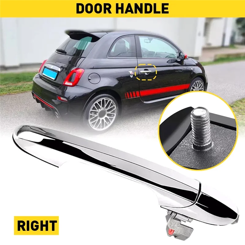 

NEW-Car Exterior Door Handle 735451696, 735592014,68069942AB For Fiat 500 2012-2019 Front Passenger Side